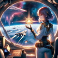 Mira with the Starheart Artifact in Her Spacecraft