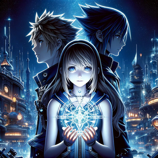 anime-style graphic, that highlights Sora and Kaito's unity and defiance against the backdrop of Edo Nova, embodying the story's themes of innovation, resistance, and the quest for a harmonious future.