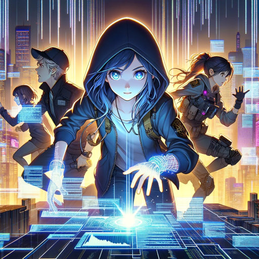 Anime-style graphic capturing the pivotal moment of Talia and her allies' fight for freedom against Avalon Prime's mainframe. The determination of the group and the transformative battle against the city's digital defenses are vividly illustrated, symbolizing the dawn of a new era in Avalon Prime.